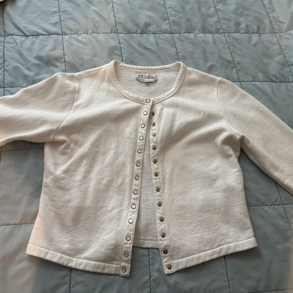 Agnes B White Organic Cotton Le Petit Cardigan Size 3